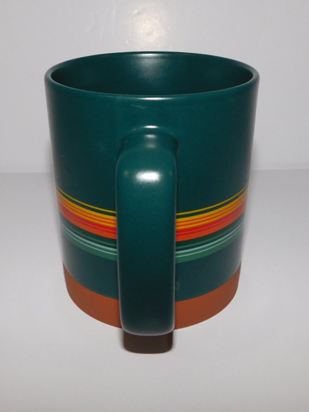 Pendleton striped Ceramic Coffee Tea Mug Green Brown Yellow Orange 18 oz - Picture 4 of 8
